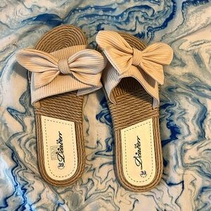 Tan Bow Sandals